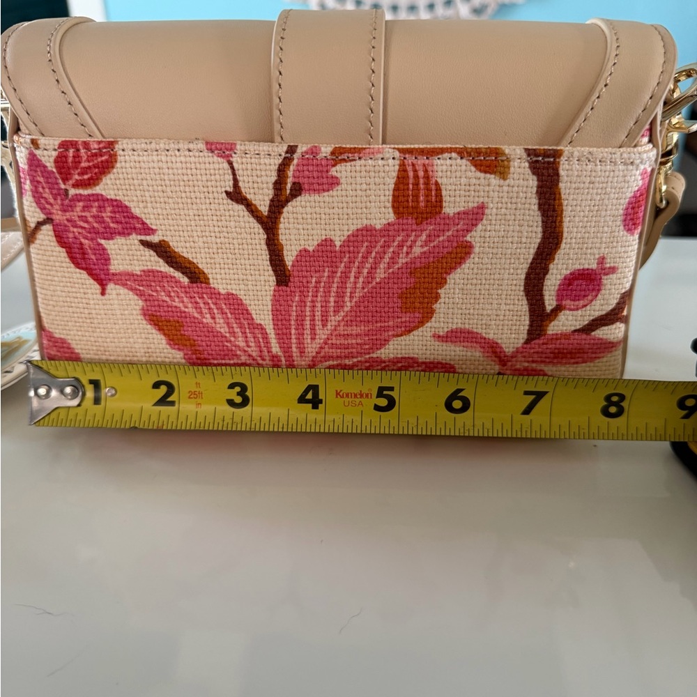 NWT Spartina 449 Beige Leather & Floral Crossbody - Picture 4 of 13
